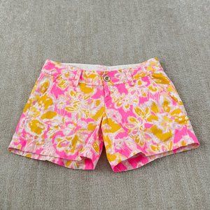 Lilly Pulitzer Pink and Yellow Floral Women Shorts